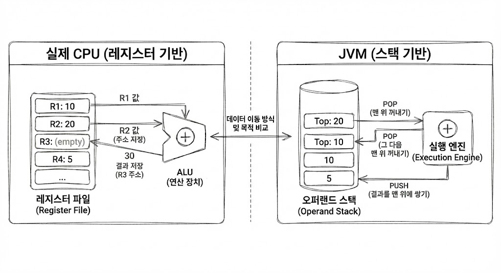 레지스터 기반, 스택 기반 실행엔진의 차이점